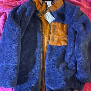 Tommy Bahama Kids Navy and Rust Sherpa Jacket